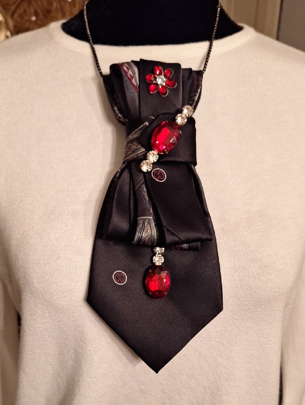 Halston III Upcycled Necktie Necklace.
